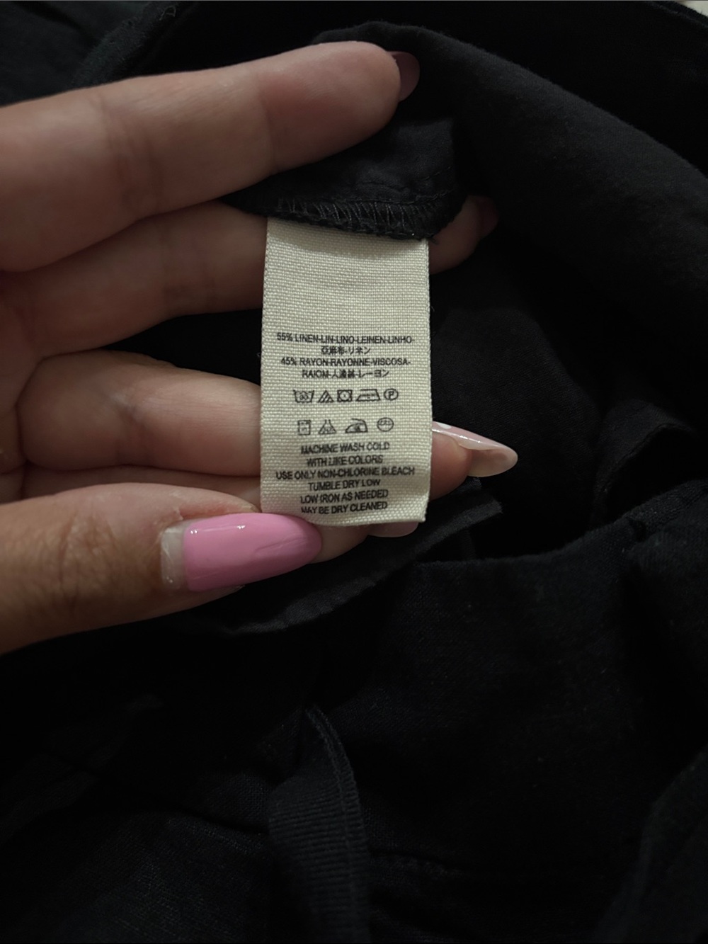 Free People Linen Blend Free Cropped Tie Pant Black Sz 10 - Picture 4 of 12